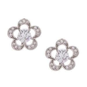 KATE SPADE • Silver Stencil Scalloped Crystal Earrings